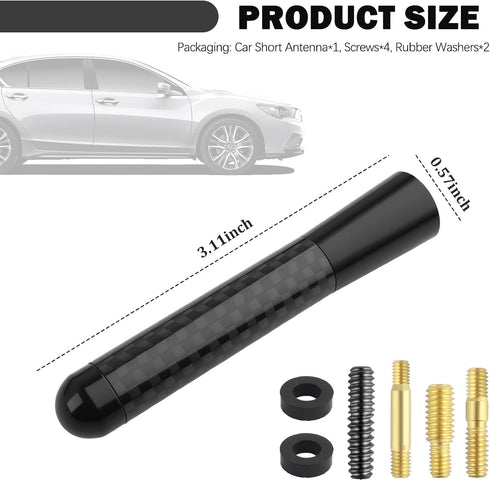 VKQTS 3.11 Inch Short Car Antenna Replacement,Stylish Carbon Fiber Short Antenna for Car as Cars Decor Compatible