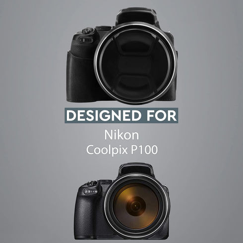 MegaGear MG1533 Nikon COOLPIX P1000 Ever Ready Leather Camera Half Case and Strap - Black, Compact Design
