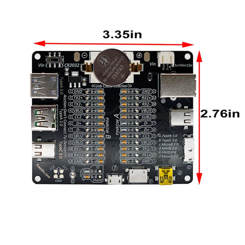 USB Cable Tester Board, USB Cable Checker Data Wire with Acrylic Case for Type-C, Micro, Type A, Type B