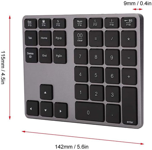 Bluetooth Numeric Keypad, 35 Keys Ultra Thin Number Pad, Bluetooth 5.0 Rechargeable for Tablet, Windows,