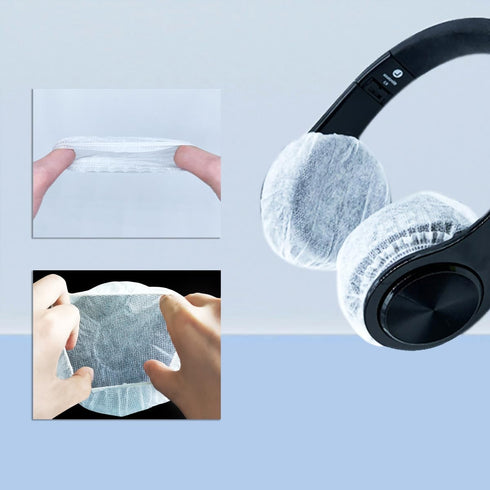 Headphone Covers, 100pcs Disposable Ear Covers Made of High Elastic Non-Woven Fabric, Perfect for Ear Headphones with 3.15”-4” Earpads (White)