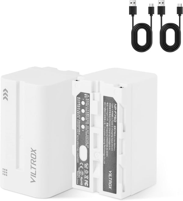 VILTROX NP-F750 Battery 2 Pack, 4400mAh Replacement Battery for F550 F570 F770 F750 F970, Compatible with Godox