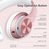 9S Over Ear Bluetooth Headphones, 60 Hours Playtime, Hi-Fi Stereo, Deep Bass, Foldable, Microphone, Rose Gold