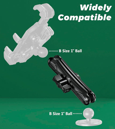 Double Socket Arm, 5.9" Aluminum Alloy Long Arm Compatible with RAM Mount B Size 1" Ball Components
