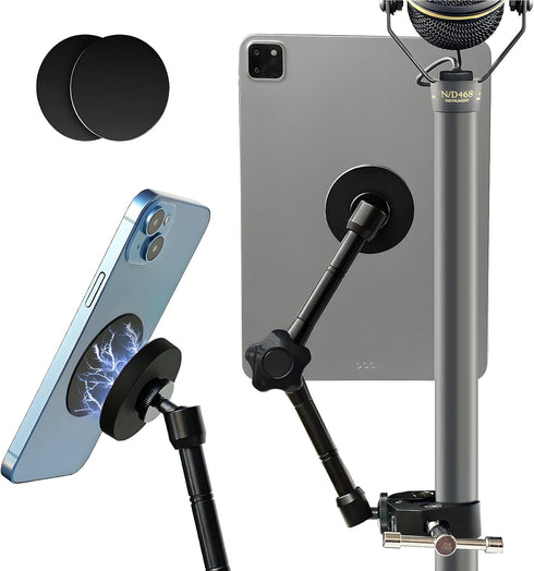 Magnetic Tablet Holder for Mic Stand | Full Metal Phone & iPad Music Stand, Compatible with All Models of iPad and