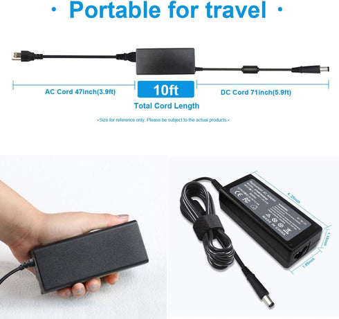 65W AC Adapter Charger 18.5V 3.5A Compatible with HP Pavilion G4 G6 G7 G32 G42 G56 G60 G61 G62 G71 G72 DV3 DV4 DV5 DV6