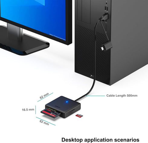 BENFEI 4in1 USB USB-C to SD Micro SD MS CF Card Reader Adapter, Compatible with iPhone 15 Pro/Max, MacBook Pro/Air