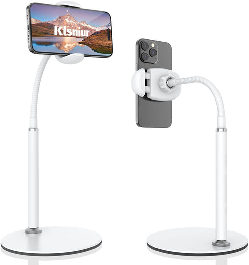Cell Phone Stand, Adjustable Height & Angle Gooseneck Holder for Desk, Aluminum Alloy for 3.5"-7" Devices