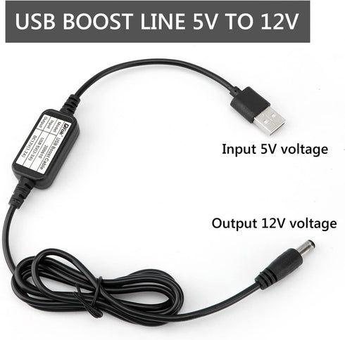 DROK USB to 12v Adapter, 5V to 12V Step Up Converter, Boost Converter Voltage Regulator with 5.5x2.5mm/3.5x1.35mm Ports