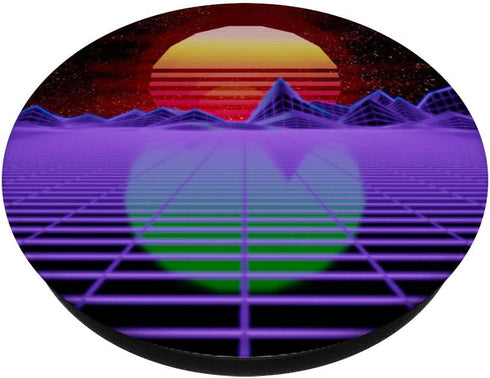 Synthwave Retrowave Synth Technology Abstract 80's Retro PopSockets PopGrip: Swappable Grip for Phones & Tablets