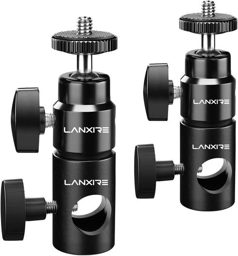 Light Stand Mount Adapter with Mini Ball Head 1/4" Screw - Fits C Stand, Boom Arm, Camera Monitor, Max Load 4.4lb