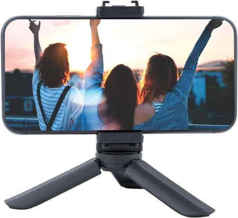 Generic 16/15/14 Mini Tripod with Phone Holder & Dual Cold Shoe Mount - Universal Smartphone Stand for iPhone Pro Max