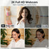 Shcngqio 2K Webcam with Microphone, Privacy Cover, Wide-Angle Lens, Auto Light Correction, Plug & Play USB Webcam