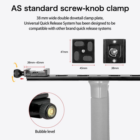 koolehaoda 300mm Lengthened Quick Release Plate Clamp Rail, Nodal Slide Bracket Mount Adapter, Compatible Arca Swiss