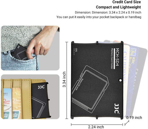 4 Slots Ultra-Thin SD Card Holder Case, Lightweight Portable Organizer for SD, SDHC, SDXC Memory Cards