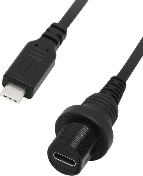 CERRXIAN 30cm USB Type C 2.0 Waterproof Extension Cable for Car, Boat, Motorcycle, Truck Dash (USB-C)