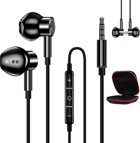 COOYA Wired Earbuds for Galaxy A12, Google Pixel 5a 4a 3a, Magnetic in-Ear 3.5mm Headphones with Microphone