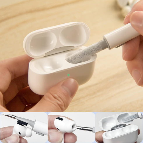 Protective Hard Case Cover with Cleaner Kit, Portable Shockproof for Women Girls with Keychain for Apple Airpods 2/1