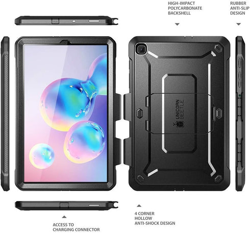 SUPCASE Rugged Protective Case for Samsung Galaxy Tab S6 Lite 10.4 Inch, Built-in Screen Protector & Kickstand, Black