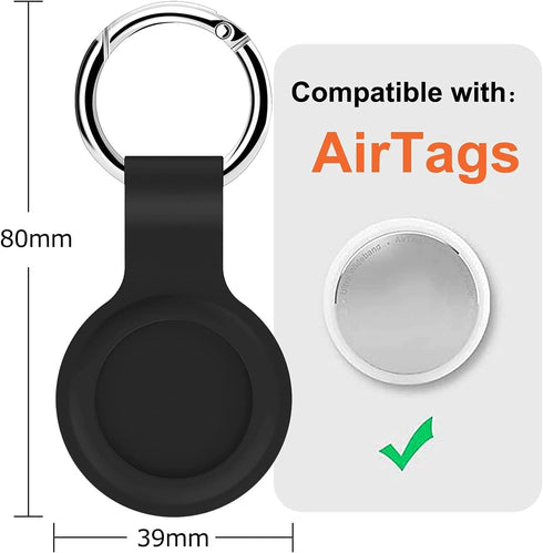 AirTag Keyring Silicone Case with Hook for Apple Air Tag GPS Tracker, Anti-Lost, Anti-Scratch, Shock Resistant (Pink)