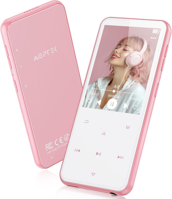 AGPTEK 64GB MP3 Player with Bluetooth, M3 2.4 inch Music Player with Speaker