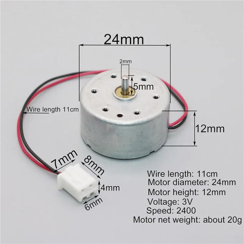 KIQPEEFK 0.5-12V, 0.98nm (2400RPM 0.5-12V 7) Miniature DC Motor Brushed Metal Motor for Audio Equipment, Toys, Robots