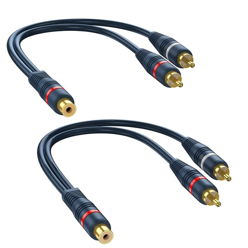RCA Splitter 1 Female to 2 Male 2 Pack, RCA Y Splitter