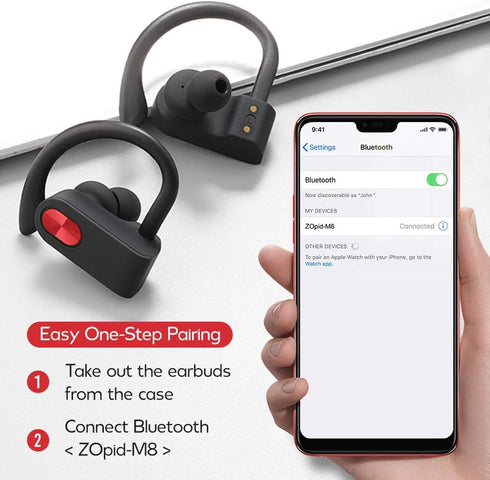 Wireless Earbuds, TWS Bluetooth 5.0 Stereo Headphones with Microphone and Charging Case, Sweatproof Sports Earbuds