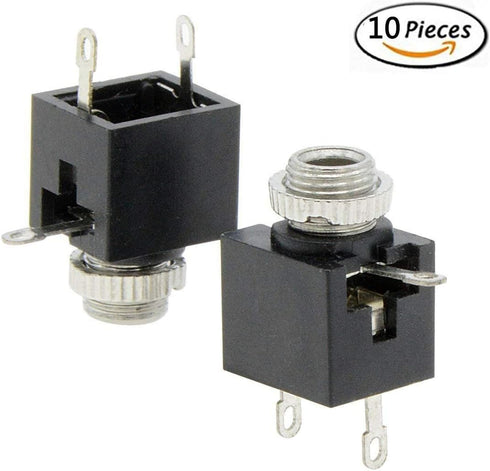YXQ 3 Pins Female 3.5mm Mono TS Jacks Plug Socket Connectors, 10-Piece, Switch PCB Panel Chassis Mount