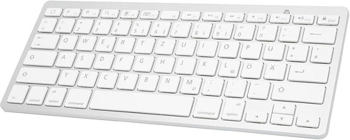 PUSOKEI Bluetooth Keyboard, Portable Slim Silent QWERTZ German Keyboard for iOS, Android, Windows (German Layout)