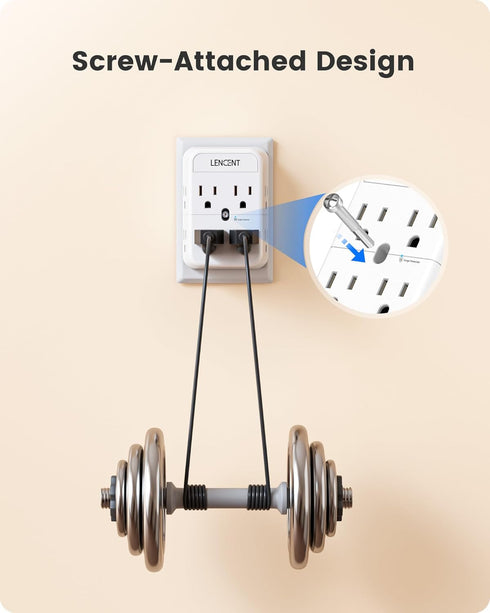LENCENT 2 Prong Power Strip, 3 to 2 Prong Outlet Adapter, Surge Protector, Compact Wall Plug Splitter Tap for
