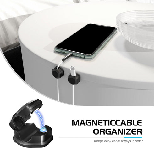 Magnetic Cable Clips, Self-Adhesive Cord Holder, Smooth Adjustable Wire Keeper for Desk, Nightstand, Home, Office