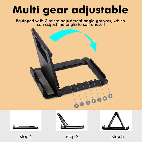 HZZADZXW 2 Pack Portable Cell Phone Stand Holder for Desk, Foldable Pocket-Sized Adjustable Mount, Universal Desktop
