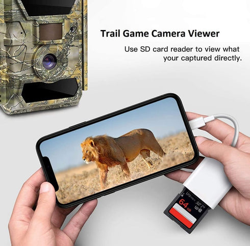 Hididi Sd Card Reader for iPhone iPad Camera,Dual Card Slot Memory Card Reader Supports SD and TF Card Trail Camera