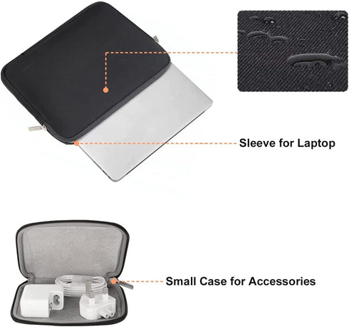 MOSISO Laptop Sleeve for MacBook Air/Pro, 13-13.3 inch Notebook, Neoprene Bag with Small Case, Black