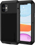 Lanhiem iPhone 11 Metal Case, Heavy Duty Shockproof Rugged Case with Built-in Glass Screen Protector, Black