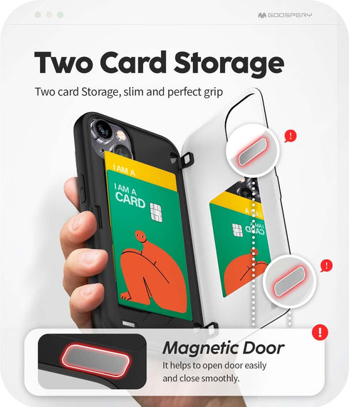 GOOSPERY Magnetic Door Bumper Compatible with iPhone 15 Case, Card Holder Wallet, Auto Closing Protective Cover