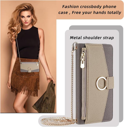 Asuwish iPhone 12 Pro Wallet Case: Gray Flip Cover with Screen Protector, Card Holder, Strap & Stand for Women & Girls.