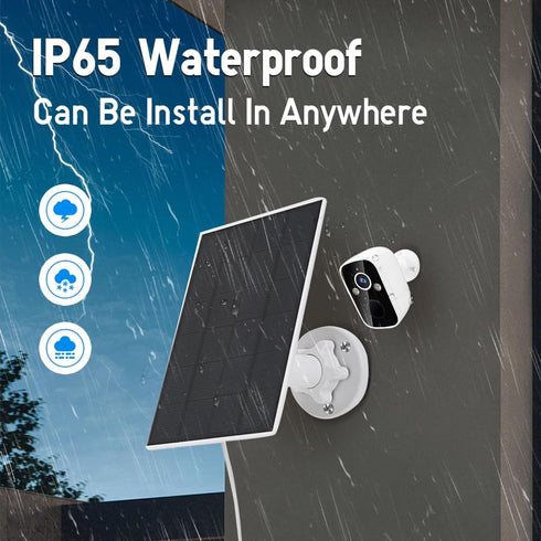 5W Solar Panel, IP 65 Waterproof 5V Micro USB Port for Wireless Outdoor Security Cameras, Rechargeable Battery