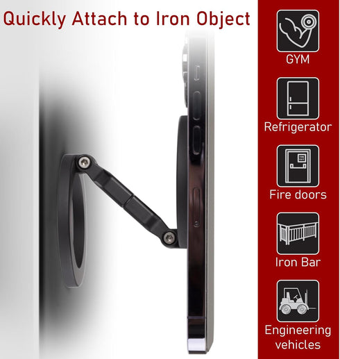 SHINEWEE 17/6/15/14/13/12 Double Magnetic Ring Phone Holder Quick Attach to Any Iron Surface | Swivel & Tilt Adjustable