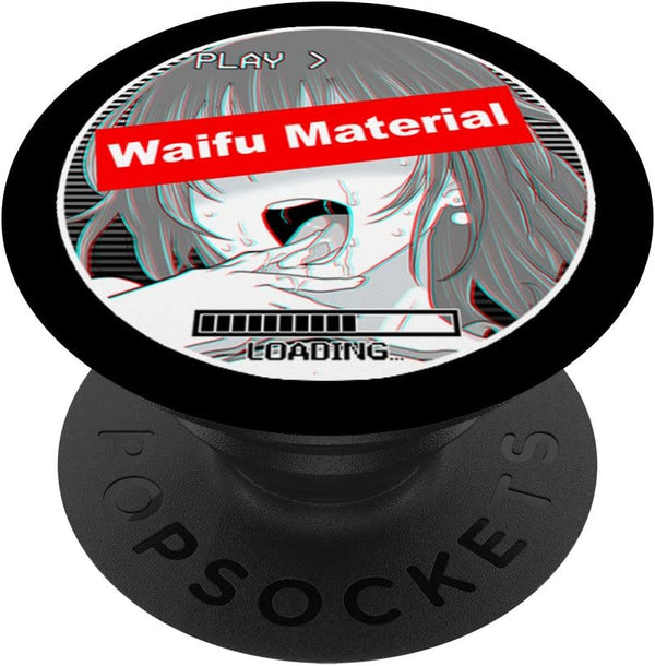 Waifu Material Funny Ahegao Face Girl Hentai Lovers PopSockets PopGrip: Swappable Grip for Phones