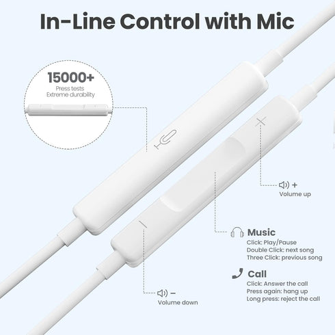 USB C Wired Headphones 4 Pack, Type C Earbuds HiFi Stereo with Microphone, Remote Control for Samsung Galaxy & More