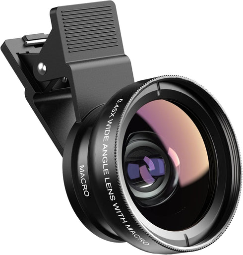 APEXEL Phone Camera Lens, 2 in 1 Cell Phone Clip-on Lens Kit 0.45X