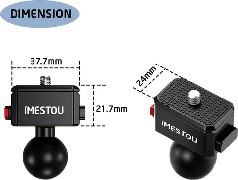 iMESTOU Sports Camera Riding Mount with 1/4 Screw for Insta 360 Action Camera, 1" Ball Head