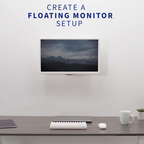 VIVO Height Adjustable Pneumatic Single Monitor Wall Mount, Full Motion Articulating for 17 to 27 inch Screen, White