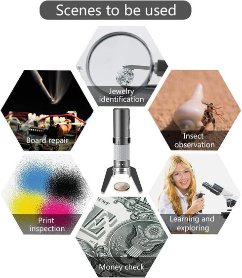 WiFi USB Digital Handheld Microscope, 50 to 1000x Wireless Magnification, 4K Camera with Metal Stand for iPhone Android