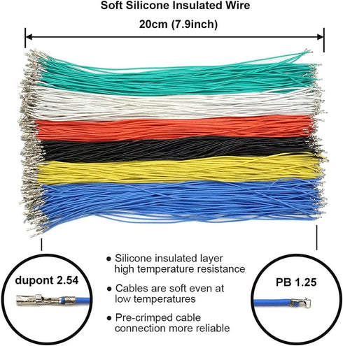 PB1.25 to Dupont 2.54mm Connectors and Cables Kit for Molex PicoBlade 1.25mm Pitch Connectors