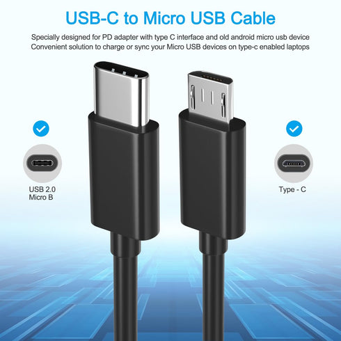USB C to Micro USB Cable,Type C to Micro USB Charger Compatible with Samsung Galaxy S4/S7,MacBook Pro Air,Xbox-One PS4 Controller,LG,Moto,Android Phone,Fire Tablets,TV Stick USBC Adapter Charging Cord