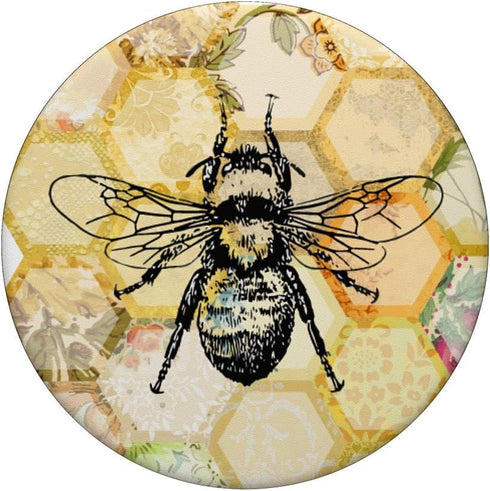PopSockets Standard PopGrip Cute Bumble Bee Honeycomb Pattern Vintage Bees Lover Theme