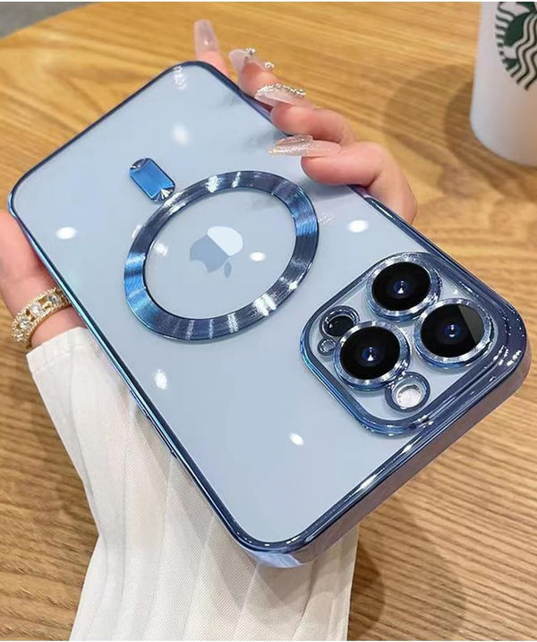 iPhone 14 Pro Clear Case - Slim Shockproof MagSafe Compatible with Built-in Camera Lens Protector - Blue 6.1"
